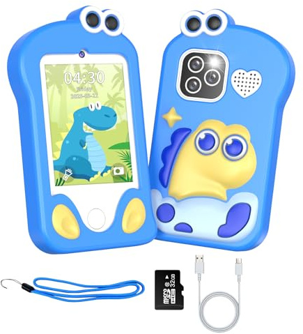 Tosaju Teléfono móvil infantil con cámara dual para niños de 2,8 pulgadas, pantalla táctil, teléfono educativo, juguete educativo con tarjeta SD de 32 GB, para niños y niñas, 3, 4, 5, 6, 7, 8, 9 años
