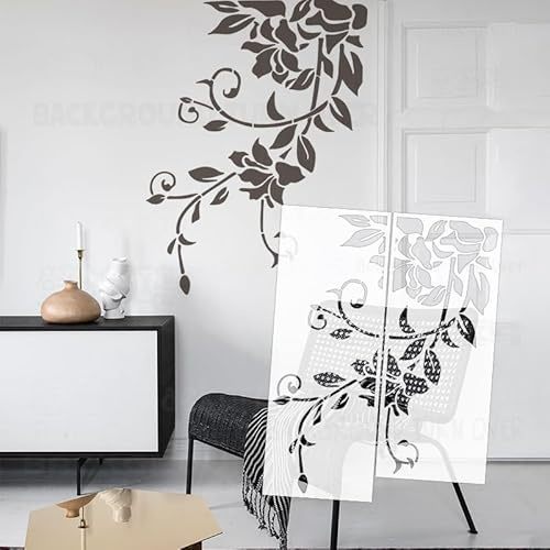 Stencil a forma di foglia di edera vintage, 80 cm, per pareti sul muro per dipingere decorare, modelli riutilizzabili per pittura, decorazione di grandi dimensioni per intonaco S585