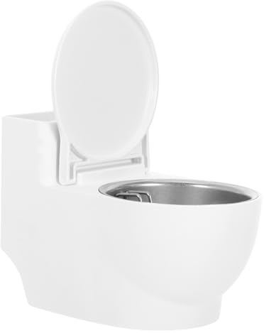 Veemoon Wall Ashtray, Toilet Shaped Home Ashtray with Lid Container, Wall Mounted Pp and Stainless Steel, Easy Installation, Space Saving, White, for Bathroom Decor and Indoor Use