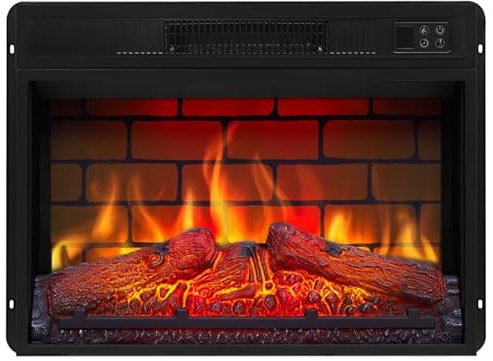 ArtiFlame Elektrokamin AF23BS, Ziegeleffekt, Elektrischer Einbaukamin mit Heizung 1800 W, realistischer Flammeneffekt, LED-Beleuchtung, Fernbedienung, Timer, Thermostat, Knistereffekt, Schwarz