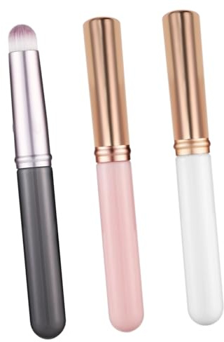 NOLITOY 3piezas Pincel Corrector y Pincel para Labios Brocha Correctora Tapa Aplicador de Lápiz Labial Herramienta de Maquillaje Facial para Difuminar Corrector Ojeras y Cejas