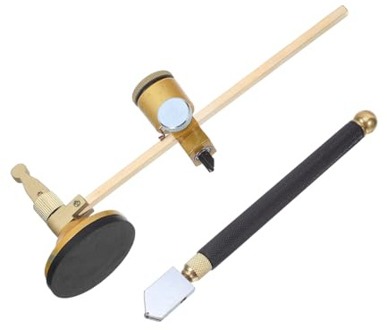 HOMSFOU Tagliavetro Circolare Regolabile con Base Ventosa Utensile per Taglio e Incisione Vetro Portatile per Uso Professionale e Creazioni Artistiche