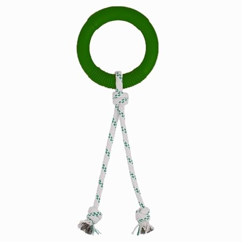 Green Sheep Medium Natural Rubber Ring Rope Toy for Dogs, Durable Chew & Interactive Dog Toy for Small to Large Dogs, Pet Toys with Recycle Cotton Rope for Tug of War & Play, Green
