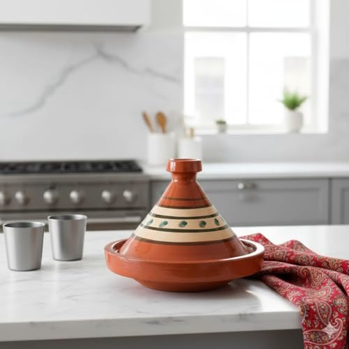 Tajine Pentola Terracotta Piatto Etnico Dipinta a Mano Tradizionale Marocchina Tunisina M 22cm 1811251115 E-Book Omaggio