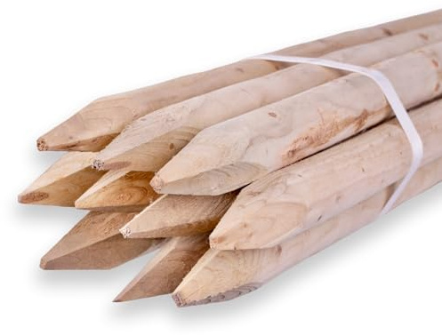 Lot de 10 piquets ronds en bois naturel - 4 x 200 cm - En bois naturel - 100 à 200 cm de long - Pour jardin, clôture, plantes, agriculture et aménagement paysager