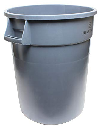 Thunder Group PLTC032G Trash Can, 32 Gallon, Round, Integrated Handles, Plastic, Gray