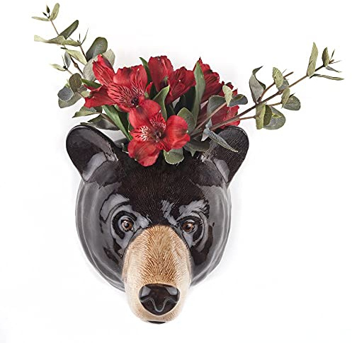 Quail Ceramics - Black Bear Wall Vase