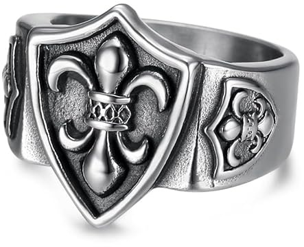 BOBIJOO Jewelry - Bague Fleur de lys Blason Templier Acier Inoxydable Argenté - 66 (11 US)