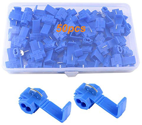QitinDasen 50Pcs Rápido Empalme Cable Conectores, Conectore Rama Empalme Eléctricos, Rápido Terminales de Empalme Crimp Electrical (Azul)