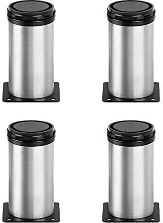 Owfeel Stainless Steel Furniture Legs Adjustable Metal Desk Feet Office Table for Home DIY Projects TV Stand Bench Dining Board Desk Sofa Couch Chair Cabinet Pack of 4 (10cm)