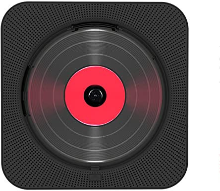 CD Player Wall Hanging Stationary Type Bluetooth Compatible Compact Fashionable Speaker Repeat With Lid Timer function Black