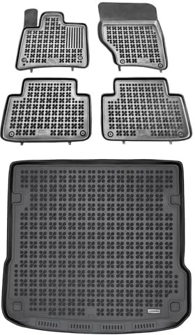MOTOS Satz Gummifußmatten und Kofferraummatten für Audi Q7 II ab 2015 Verbessern Sie Ihren Reisekomfort mit Antirutschmatte Auto - Allwetter fußmatten Auto, Schutz vor Verschmutzung