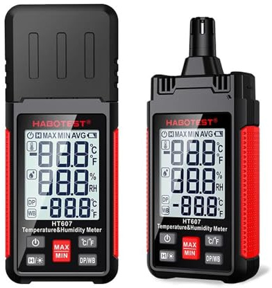 SATMW HT607 Psicrometro Digitale Misuratore di umidità Ambiente C/F Termometro Misuratore di umidità di Temperatura con Punto di Rugiada a Bulbo Umido