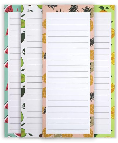 GOIYZTTR Confezione da 4 Blocco Note Magnetico,Block Notes Frigorifero Lista Della Spesa da appendere Modello di Frutta Utilizzato per Registrare le Cose da Fare