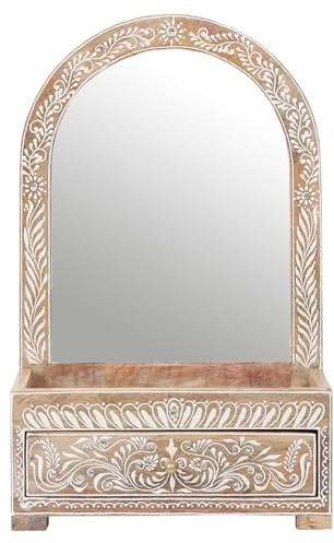 Boho Standspiegel Akhila handgefertigt aus Mangoholz in Bunt 39 cm