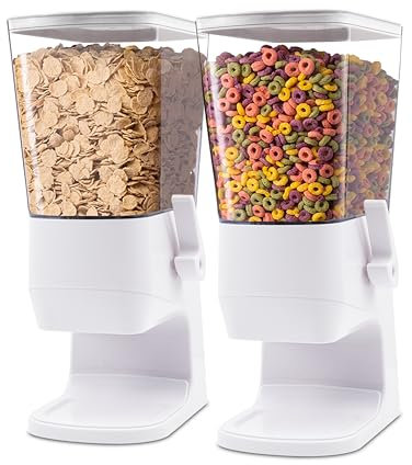 Zeadesign Cereal Dispenser Countertop 2Pcs, Cereal Containers Storage Snack Dispenser for Pantry, 3.2L Dry Food Dispenser for Grains, Nuts, Snack,Oatmeal, Pet food, White