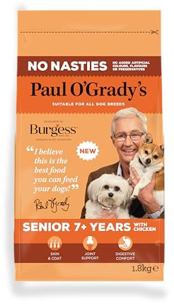 Paul O'Grady's No Nasties Dog Food with Chicken, 1.8 kg – Dry Senior Dog Biscuits for Joint and Digestive Support
