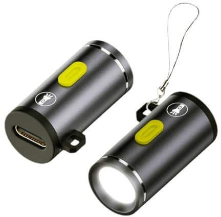 chenyang Mini lampe de poche, LED USB C, luminosité de 210 lumens, alimentation par chargeur/batterie externe, petite et facile à transporter avec trou pour crochet
