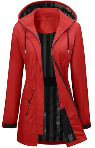 Tuopuda Giacca da Pioggia da Donna Lungo Cappuccio Impermeabile Antipioggia Donna Giacca a Vento Cappuccio Mantella Leggera Poncho Impermeabile per Campeggio all'aperto Escursionismo