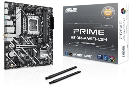 ASUS Prime H810M-A WiFi-CSM Intel® H810 LGA 1851 mATX Motherboard, 6+1+1+1 Discrete MOS, DDR5, PCIe 4.0, 2X M.2, Intel® 1Gb Ethernet, Wi-Fi 6, DisplayPort, HDMI™, USB 10Gbps, Front USB 5Gbps Type-C®