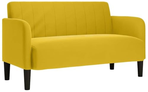 vidaXL Loveseat soffa gul 109 cm sammet, Loveseat, soffa, soffa, 2-sits soffa, soffa, loveseat soffa, stoppad soffa, vardagsrum sittplatser