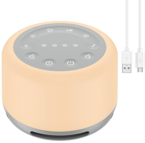 Machine Bruit Blanc, 24 Sons Apaisants, 7 Veilleuse, Machine a Bruit Blanc pour Bébé Adulte Enfant, Minuterie et Fonction Mémoire, USB, White Noise Machine de Dormir, Sommeil, Bureau, Maison, Voyage