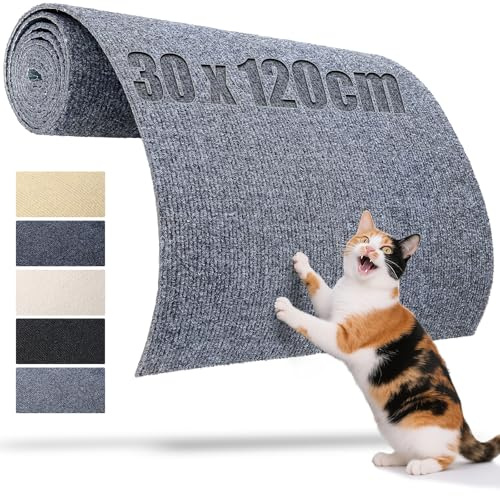 TXXATX Katzen Kratzmatte Selbstklebend 120x30 cm Kratzbrett Kratzwand Grau Kratzschutz Sofa Katze Kratzteppich für DIY Kratzbretter Katze Katzenturm Wand Möbel