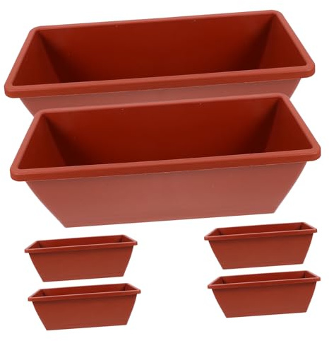 YOSADIER 6 Pezzi Vasi per Piante in Plastica Rettangolari da Esterno, Anti-caduta e Permeabilità, per Casa e Balcone, Design Delicato e Atmosfera Pastorale