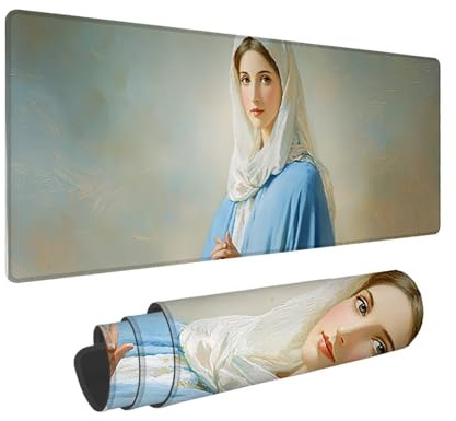 Tapis de Souris de Jeu, 800 x 300 mm XXL Tapis Souris Gaming Grand, Antidérapant Étanche, iExtended Long Clavier Mouse Pad XXL, Accessoire Bureau, pour Gamer, Ordinateur, PC (La Vierge) i-739