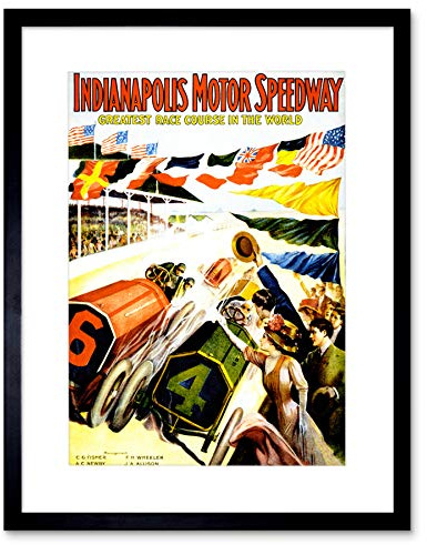 The Art Stop Sport Race Indianapolis Motor Speedway Car Flag Indy 500 Framed Print B12X11273