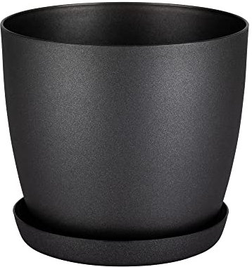 Home Garden Ornaments Plant Pots Indoor, Indoor Plant Pot - Decorative Flower Pots with Mat Surface and Plant Pot Saucer (Diameter: 18cm, Colour: Black)