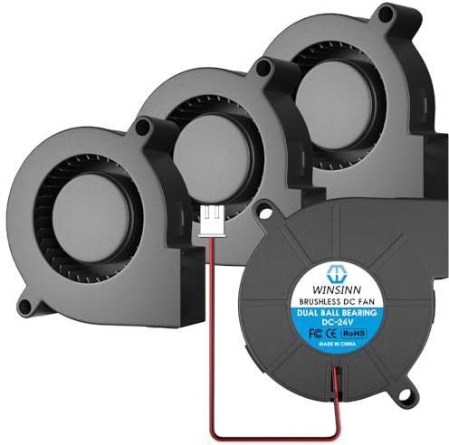 WINSINN 50 mm fläkt 24 V 5015 dubbelt kullager 50 x 15 mm turbin Turbo borstlös – hög hastighet (paket med 4 st)