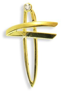 Viennagold Kreuz Anhänger 14 Karat Gold 585 mit Zirkonia (Art. 203084)