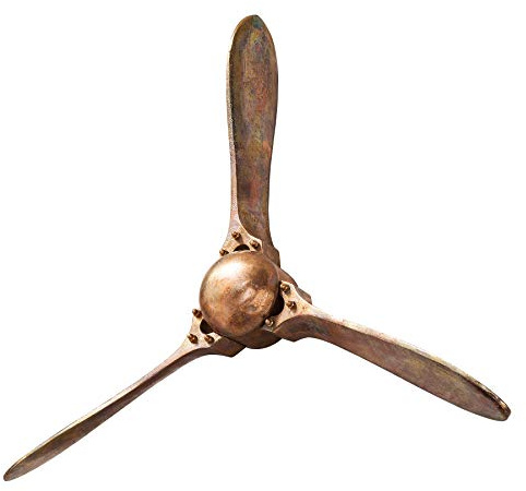 Wanddekoration SCREW III 60cm - kupfer geflammt - Metall Propeller | Flugzeug-Design, Wohnaccessoire, für Wohnzimmer, Eyecatcher, Unikat, Abenteuer-Look, Nostalgie-Flair