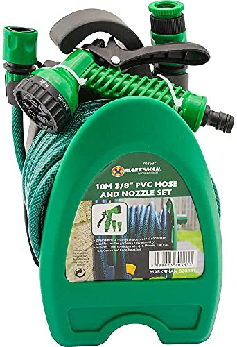 Marksman 70363c Metre 30M Coil Hosepipe Hose Pipe Garden Watering & Nozzle Set, Black, One Size