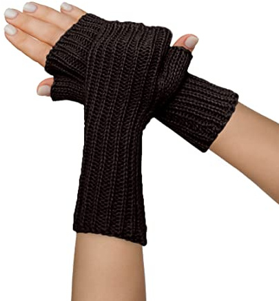 TINKUY PERU Alpaca Wool Fingerless Gloves – Handmade in Peru, Unisex Mittens – One Size, Soft & Hypoallergenic for Winter, Work & Outdoor (Brown)