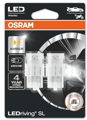 OSRAM LEDriving® SL, ≜ W21W, giallo, lampade di segnalazione a LED, solo fuoristrada, non omologati ECE, doppio blister