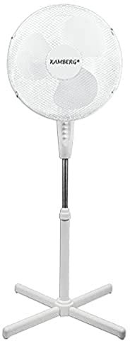 Kamberg - VENTILATEUR 40 CM SUR PIEDS BLANC - 3 VITESSES - OSCILLATION - HAUTEUR REGLABLE - SILENCIEUX - GRILLE SECURISEE - 45 W - 0008060