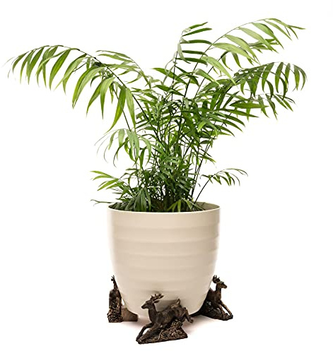 Potty Feet Blumentopffüße mit springendem Hirschmotiv, bronzefarben, 3 Stück