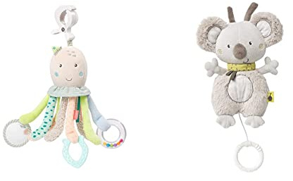 Fehn 054460 Activity-Oktopus – Spielzeug zum Greifen und Entdecken für Babys und Kleinkinder ab 0+ Monaten – Fördert den Tastsinn – Größe: 30 cm & 064018 Spieluhr Koala, ab 0+ Monaten