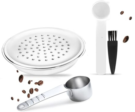 HAILASRE Capsule de Café Rechargeable Compatible avec Philips Senseo, Dosette de Café Réutilisable en Acier Inoxydable pour Senseo HD7801 HD6592 HD7865/60 HD6563/60 HD6554/68, avec Cuillère et Brosse