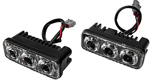 Riloer 2pcs 12V Car LED Daytime Running Lights, White Lighting Universal DRL Fog Lamps Reverse Brake Lights, Waterproof Shockproof Dustproof Super Bright