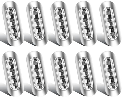 NWpangu 10 luci di ingombro LED per camion, luci di posizione laterali impermeabili con lente cromata 12V 24V per camion, rimorchio, roulotte, autobus, barca, bianco