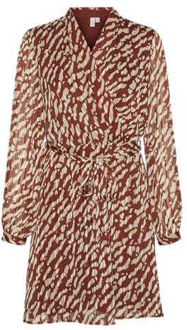 VERO MODA Vmrie L/S Abk Wrap Dress WVN Btq GA Robe Portefeuille pour Femme, Fired Brick/AOP:rie, L