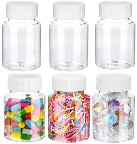 6 Pcs 7oz/200ml Small Plastic Juice Bottles with Lids，Reusable Leak proof Ginger Shots Bottle PET Bottles, Transparent Mini Jars Plastic Containers for Smoothie, Water, Milk and Other Beverages