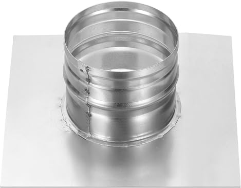 PATIKIL 4 / 95mm Duct Connector Flange, Dryer Vent Wall Plate Square to Round Straight Pipe Flange Chimney Top Plate for Air Heating Cooling Ventilation HVAC System, 200x200mm Base