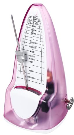 QUARKZMAN Mechanisches Metronom Hohe Präzision Transparent Rosa | Professioneller Musiktimer, Universelles Metronom, Für Piano Gitarre Violine Ukulele Spieler