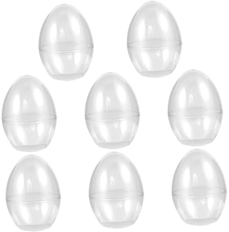 JOINPAYA 8pcs Plastic Easter Eggs Jumbo Fillable Empty Egg Shaped Boxes for Crafts Candy Decoration Party Favor Spring Home Ornaments