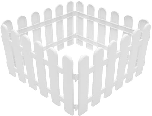 GLEAVI 4 Stück Kunststoff Gartenzaun Weiß Zierzaun Zaunfeld 50x30cm Gartendeko Begrenzung für Terrasse und Rasenschutz
