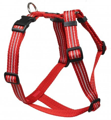 Feltmann Mopsgeschirr Hundegeschirr Soft Nylon, Reflektierend, Rot, 7-13kg, 20mm
